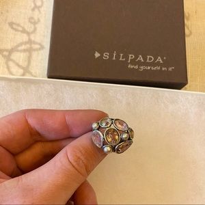 Silpada Sterling Silver, Pearl & Glass Ring R2442